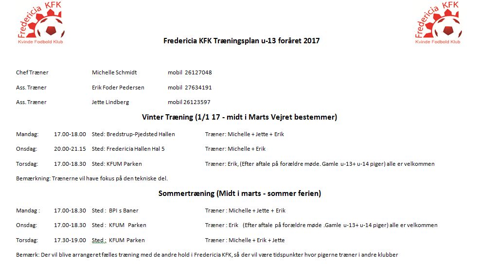 FredericiaKFK-Træningstider-forår-2017-U13